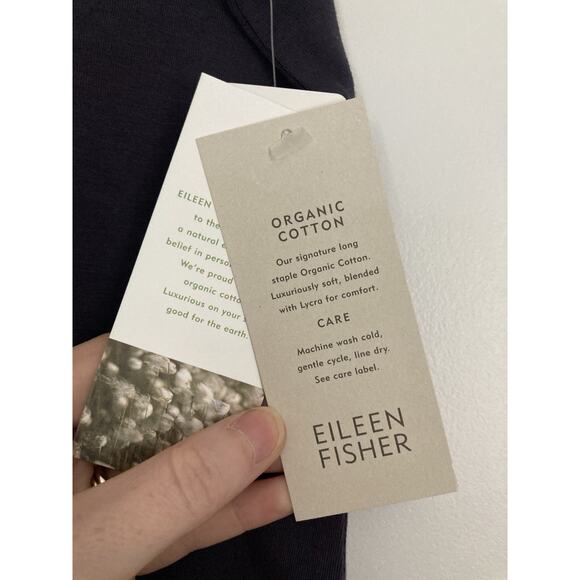NWT Eileen Fisher Organic Cotton Lycra Twilight Blue Round Neck Tank Top Small - Picture 3 of 9